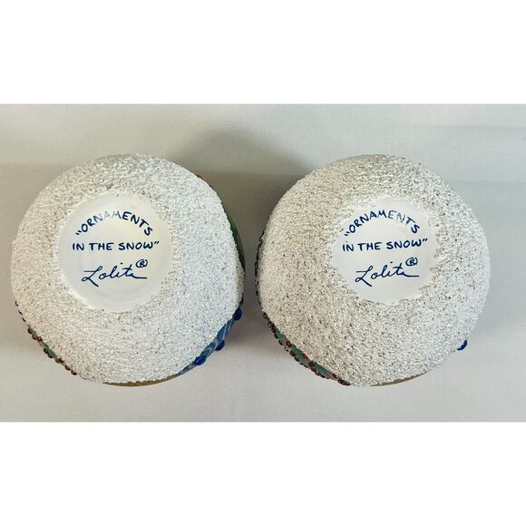 NIB Enesco Lolita Ornaments in the Snow Stemless Wine Glasses 3D Glitter Bead - Picture 3 of 10